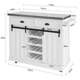 SoBuy FKW94-W Desserte de Cuisine Chariot de Service Meuble de Rangement à roulettes Buffet de Cuisine Grande Armoire de Rangement - Plans de Travail en Acier INOX