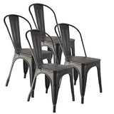 Tolix Lot de 4 chaises de salle à manger empilables en métal pour extérieur, cuisine, bistrot industriel vintage pour restaurant