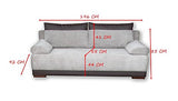 MEUBLO Canapé Convertible 3 Places Tissu + Simili Cuir Nisa (Beige) Canapé en lit Convertible avec Coffre de Rangement 3 Places Relax Droit - en Tissu