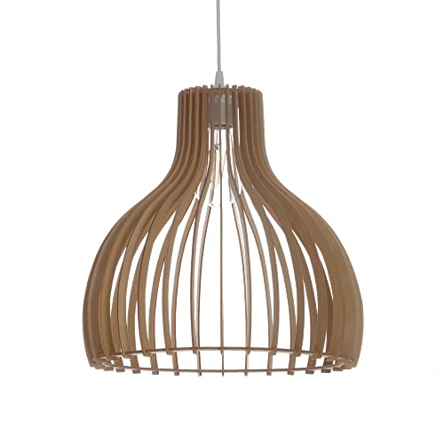 LUSSIOL, Luminaire Helsinki M, abat-jour design en lamelles de bois naturel, ampoule culot E27 x 60 W maxi, diam. 36 x H. 36 cm, câble blanc fourni, idéal pour salon, chambre, couloir, restaurant, bar LUSSIOL, Luminaire Helsinki M, abat-jour design en lamelles de bois naturel, ampoule culot E27 x 60 W maxi, diam. 36 x H. 36 cm, câble blanc fourni, idéal pour salon, chambre, couloir, restaurant, bar