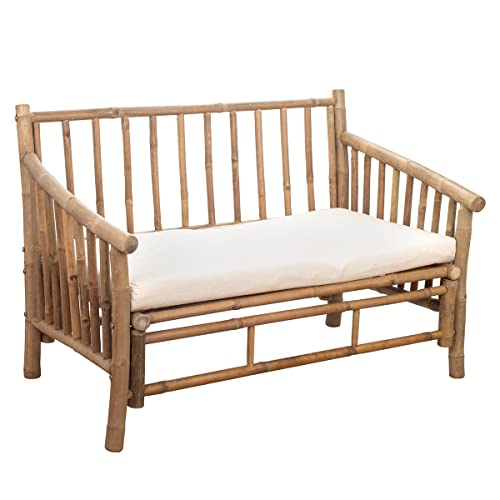 ROCKING GIFTS Fauteuil en Osier de Bambou avec Coussin en Coton Blanc, siège décoratif et Fonctionnel, Chaise de Salon, Jardin, 115 cm ROCKING GIFTS Fauteuil en Osier de Bambou avec Coussin en Coton Blanc, siège décoratif et Fonctionnel, Chaise de Salon, Jardin, 115 cm
