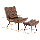 MCombo 4779 Fauteuil de relaxation moderne avec coussin de taille pour salon, style rétro, vintage, fauteuil de lecture, fauteuil rembourré, tissu microfibre, marron