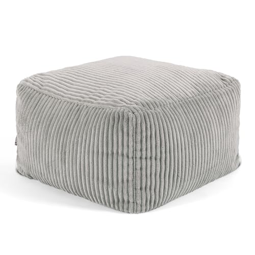 Icon Pouf en Velours Côtelé Theo, Tabouret Pouf de Salon, Repose-Pieds Gros