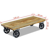 vidaXL Table Basse pour Salon Table d'appoint en Bois de manguier 120 x 60 x 30 cm