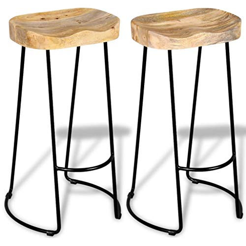 vidaXL Tabourets de Bar Lot de 2 Bois de manguier Massif