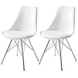 eSituro SDC0050 Lot de 2 Chaises de Salle à Manger Moderne Assise en Similicuir et Pied en métal,Blanc