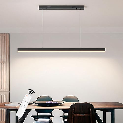Suspension Luminaire LED moderne, luminaire suspension Noir Design Linéaire Dimmable avec télécommande, luminaire suspendu Réglable 32W pour Salle à Manger Salon Îlot de Cuisine Bureau, 80cm Suspension Luminaire LED moderne, luminaire suspension Noir Design Linéaire Dimmable avec télécommande, luminaire suspendu Réglable 32W pour Salle à Manger Salon Îlot de Cuisine Bureau, 80cm
