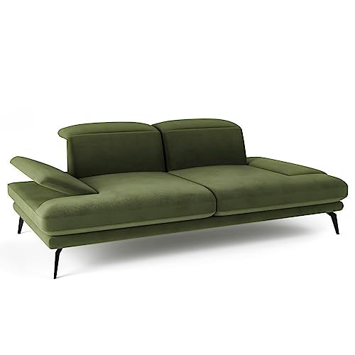 Sofa 2-osobowa Siblo - Kolekcja mebli do salonu Deli 2 - Wygodna rozkładana sofa - Sofa 2-osobowa - Zielony - 215x112x83 cm.