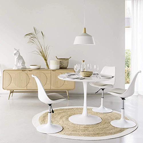 Table De Cuisine Ronde Retro Ansgar – Design Élégant 3 Pieds En Bois, Ø 80 Cm, Hauteur 75 Cm – Style Vintage Moderne Nature