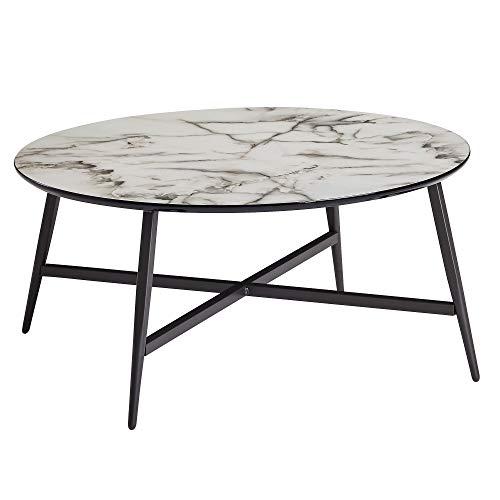 KADIMA DESIGN Table basse Table basse ronde 88x37x88cm marbre blanc table basse look