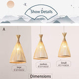 Suspension Bambou Créatif en Bambou Luminaire Asie du Sud-Est Lustre Forme de Cône Rotin Osier Tressé Nature lustre suspension réglable hauteur Suspension Luminaire Salon Restaurant café barre,A,20cm