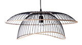 Luminaire Flore, suspension métal/rotin, 60 W, noir, ø 60 x H3 1 cm