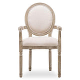 INTENSEDECO Lot de 2 fauteuils médaillon Louis XVI Tissu Beige