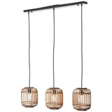 Suspension Lampe décorative Nature 3 x E27 max. 40 W en métal/rotin marron clair noir