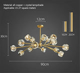PaRfco Lustre Spoutnik en cristal avec 15 lumières, lustres en laiton, luminaire moderne en or pour salle à manger, salon