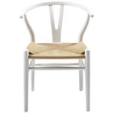 EME Mobiliario Chaise de salle à manger Bone en bois Style nordique Y - Bois de hêtre blanc et siège en corde tressée, Naturel, 43 x 46 x 73