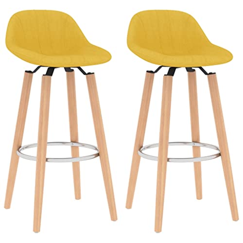 vidaXL Tabourets de Bar Lot de 2 Jaune Moutarde Tissu vidaXL Tabourets de Bar Lot de 2 Jaune Moutarde Tissu