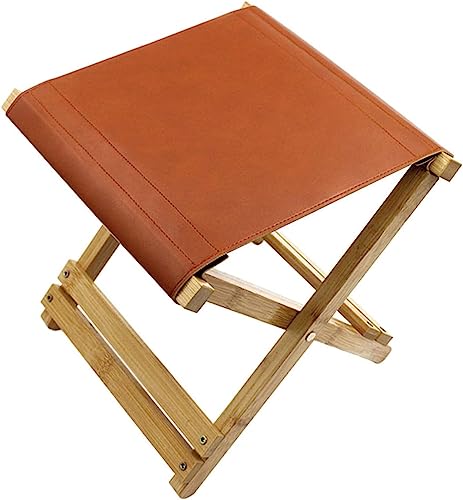 KaTiak Tabouret télescopique Tabouret Pliant Tabouret Pliant en Cuir Camping en Plein air en Bois Pratique Tabouret de pêche Pliant Coussin en Cuir Chaise de Plage