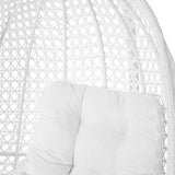 Tousmesmeubles Chaise Suspendue Acier/Rotin Blanc - AVATORU n°2 - L 102 x l 102 x H 190 - Neuf