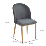 HOMCOM Lot de 2 chaises de Salle à Manger Chaise de Salon Pieds en métal Imitation Bois 50 x 58 x 85 cm Gris