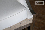 Fauteuil Baroque Cambridge - Bois Massif, Produit atypique, Finition patinée | Design capitonné pour Un Style bohème élégant - Blanc Creme (L64 x H104 x P64 cm)