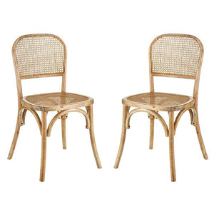 Tousmesmeubles Duo de Chaises Bois Naturel/Cannage - Brett - L 44 x l 41 x H 86 - Neuf