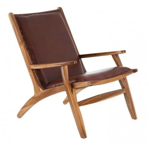DENZZO - Fauteuil Confort Cuir Cognac et Bois