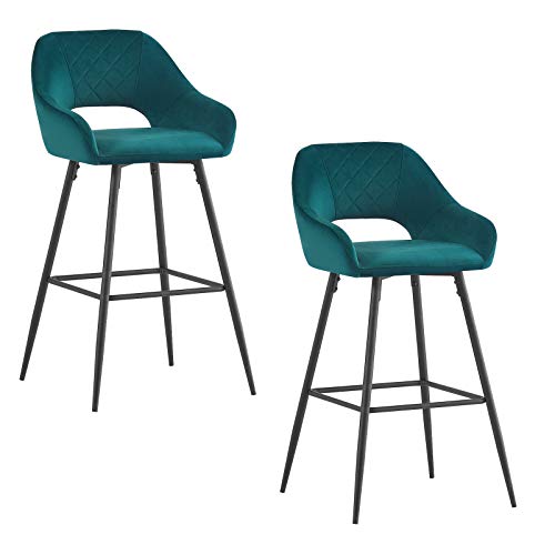 JaHECOME Lot de 2 Tabourets de Bar avec Dossier, Accoudoirs et Repose-Pieds,Chaises de Bar Roubourés, Pieds en Métal Chaises pour Salon, Bistrots (2, Vert) JaHECOME Lot de 2 Tabourets de Bar avec Dossier, Accoudoirs et Repose-Pieds,Chaises de Bar Roubourés, Pieds en Métal Chaises pour Salon, Bistrots (2, Vert)