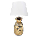 Navaris Lampe LED Forme Ananas - Lampe de Chevet et Veilleuse Design 40 cm en Forme d'Ananas - Lampe de Table Décorative Salon Chambre - Or/Blanc