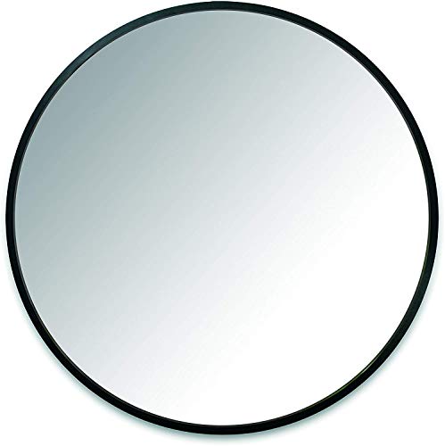 Umbra Hub Miroir Mural Rond Avec Cadre En Caoutchouc Pour Salon, Salle De Bain, Chambre, Entrée et Bien Plus Encore, Noir, 61cm 1008243-040
