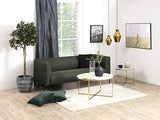 AC Design Furniture Antje Table Basse Ronde, Ø: 80 x 45 cm, Aspect Marbre Blanc /Or, Verre/Metal, 1 pc