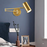 Moderne LED Applique Laiton Lampe Murale Liseuse au Bras Flexible Interrupteur Chambre Lampe Chevet Chambre Étude Salon Couloirs Salle à Manger Boutique Décoration Luminaire Intérieur D’OR 14*6cm 3W