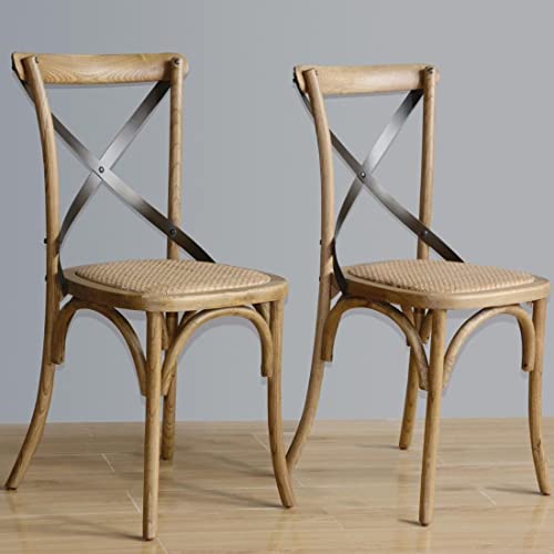 Bolero GG656 Lot de 2 chaises de salleà manger en bois avec dossier et croix en métal Hauteur 880 mm Bolero GG656 Lot de 2 chaises de salleà manger en bois avec dossier et croix en métal Hauteur 880 mm