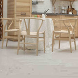 Tomile Wishbone Chaise en Y - En bois massif - Avec rotin - 2 chaises pour cuisine, salle à manger - Bois de frêne naturel