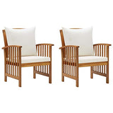 Tidyard Chaises de Jardin avec Coussins Fauteuil d'extérieur pour Patio ou Terrasse Bois d'acacia Massif 2 pcs