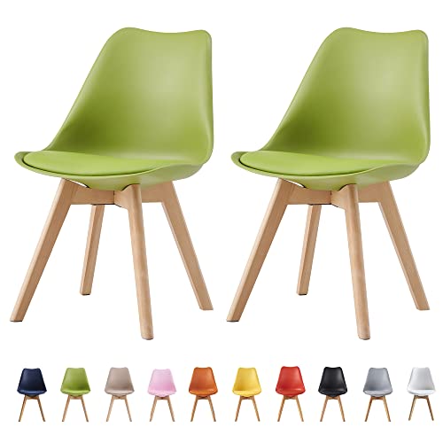 mcc direct Lot de 2 chaises de salle à manger, de cuisine, de bureau, design Eva (vert)