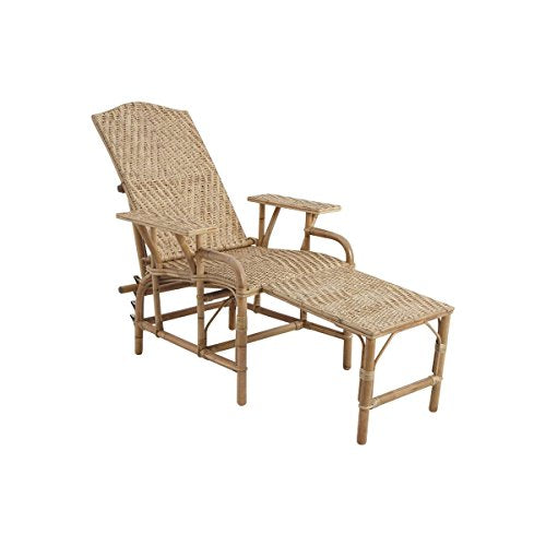 Chaise longue en manau et lame de rotin réglable en 4 positions 76x175x60cm