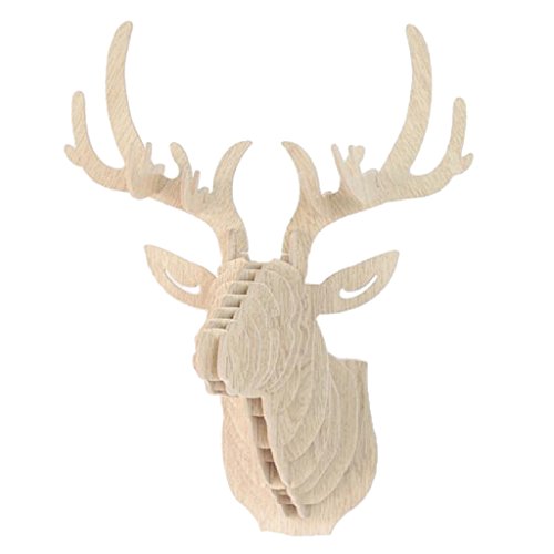 Tête de cerf en bois Support mural en forme de tête d Tête de cerf en bois Support mural en forme de tête d'animal, décoration d'entrée, blanc