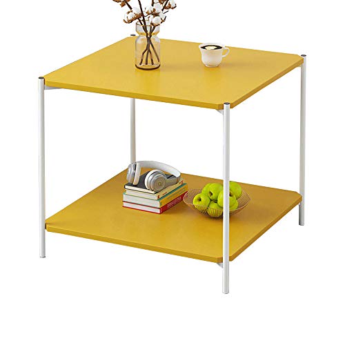 Table D'Appoint CarréE, Blanc Et Jaune, 40cm * 40cm * 42cm, Bureau D'Ordinateur/Table Basse/Bureau
