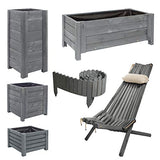 BOGATECO Transat Pliable en Bois de Jardin | 100 x 55 x 30 cm | Longueur du Dossier 90 cm | Lit de Soleil | Chaise Longue Relax de Plage | Confortable, Stable et Fonctionnel | Gris