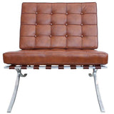 Chaise Barcelone Cognac Marron en Cuir semi-aniline Mies Van Der Rohe