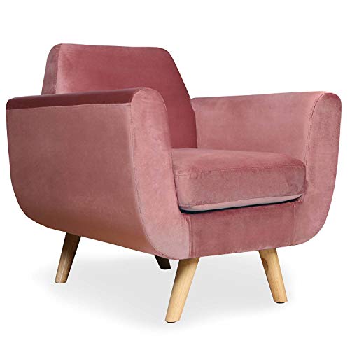 Menzzo Danube Fauteuil, Velours, Rose, 83