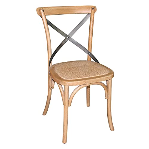 Bolero GG656 Lot de 2 chaises de salleà  manger en bois avec dossier et croix en métal Hauteur 880 mm