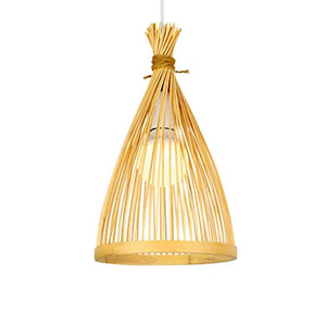 Suspension Bambou Créatif en Bambou Luminaire Asie du Sud-Est Lustre Forme de Cône Rotin Osier Tressé Nature lustre suspension réglable hauteur Suspension Luminaire Salon Restaurant café barre,A,20cm