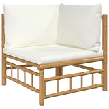 lvssiao Salon de jardin 3 pièces avec coussins blanc crème en bambou solide pour un usage quotidien