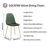 GOLDFAN Ensemble Moderne Lot de 4 Chaises de Salle à Manger Chaise de Cuisine Chaise Rembourrée Chaise de Salon Chaise en Pieds de Métal Velours, Vert