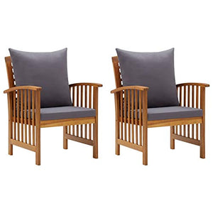 Tidyard Chaises de Jardin avec Coussins Fauteuil d Tidyard Chaises de Jardin avec Coussins Fauteuil d'extérieur pour Patio ou Terrasse Bois d'acacia Massif 2 pcs