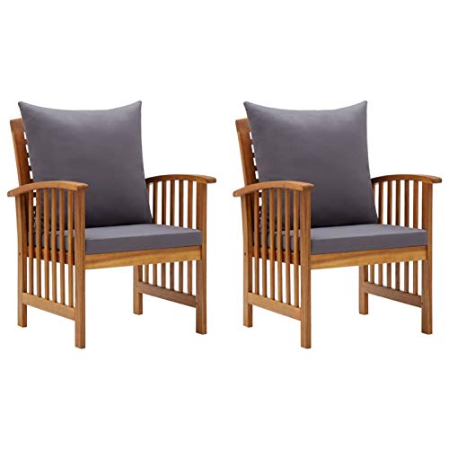 Tidyard Chaises de Jardin avec Coussins Fauteuil d Tidyard Chaises de Jardin avec Coussins Fauteuil d'extérieur pour Patio ou Terrasse Bois d'acacia Massif 2 pcs