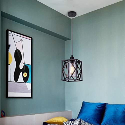 3 Lumières Lustre D'Intérieur Moderne E27 Suspension Luminaire Rétro Lampe À Suspension Vintage, Pour Couloir Bureau Chambre À Coucher Noir