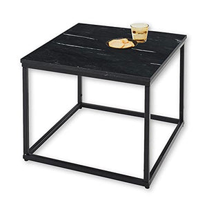 Stella Trading Samy Basse carrée Noir avec Structure en métal Table d'appoint Moderne avec Plateau en marbre de qualité supérieure, 60 x 46 x 60 cm